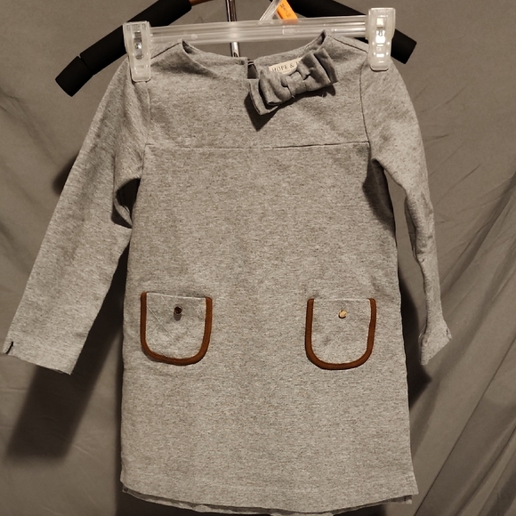 VINTAGE NWOT Gray Long Sleeve Crew Neck Casual Dress - Picture 1 of 1